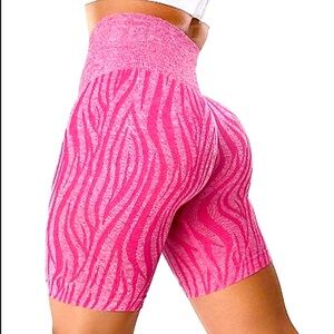 NWT XS pink zebra print workout spandex shorts